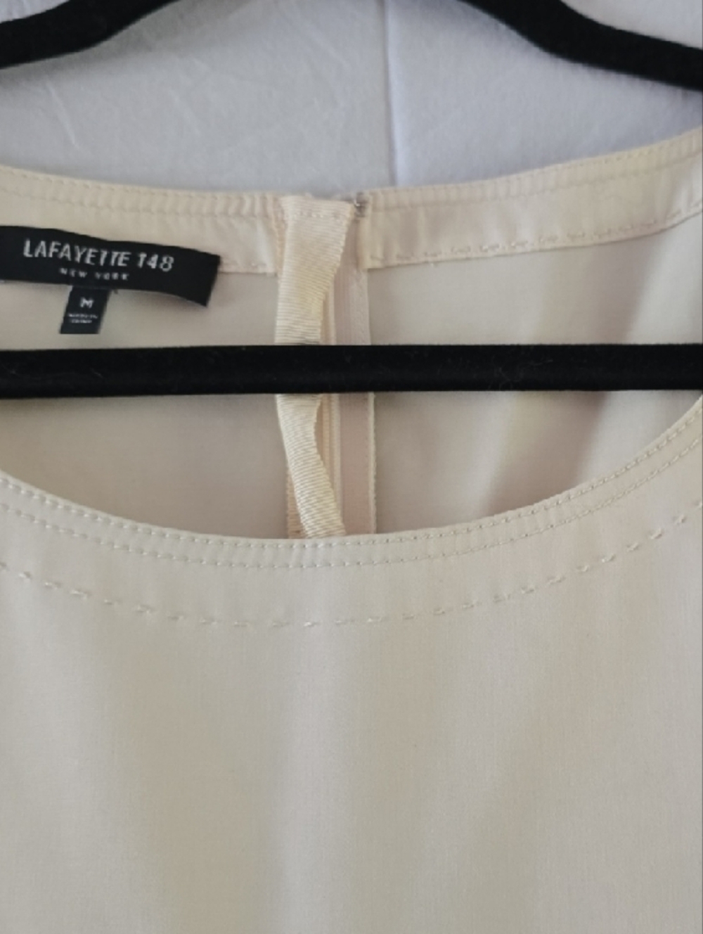 Lafayette 148 New York Cream Sleeveless Dress with Tortoiseshell Buckle - Picture 2 of 3